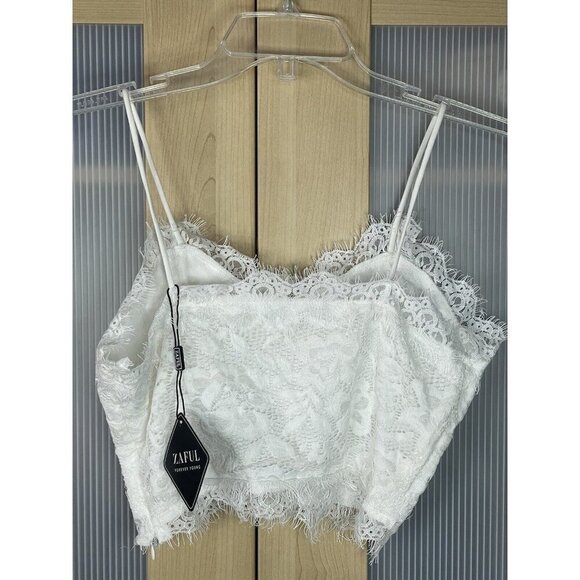 Summer white lace Cropped Top Sz. S spaghetti strap Party Festival - Picture 4 of 4